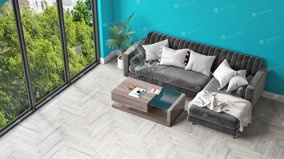 Виниловая плитка "Alpine Floor" Parquet LVT Снежный (590*118*2,5 мм) — купить в Ярославле