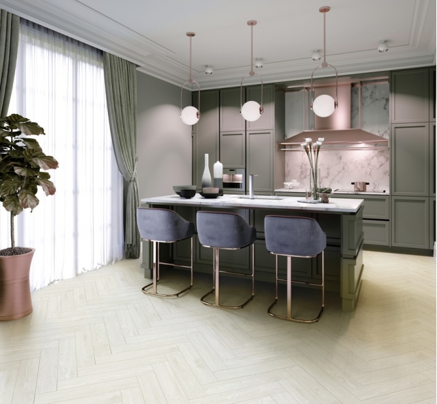 Виниловый ламинат SPC "Cronafloor" Herringbone Дуб Нант (640*128*4,5 мм) — купить в Ярославле