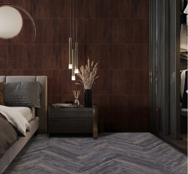 Виниловый ламинат SPC "Cronafloor" Herringbone Дуб Бордо (640*128*4,5 мм) — купить в Ярославле